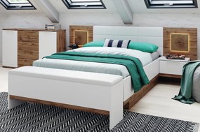 Čalúnená lavica Livorno 65 165 cm biela/dub Wotan