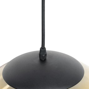 Art Deco závesné svietidlo čierne so zlatým sklom 33 cm - Pallon