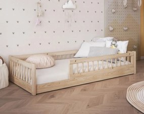 Detská Montessori posteľ z masívu borovice FLORES - 200x90 cm - prírodná