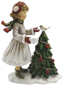 Dekorácia dievča s vianočným stromčekom - 9 * 5 * 12 cm