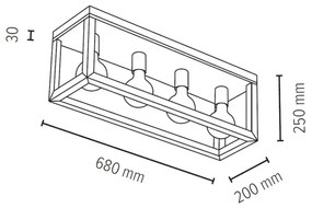 Spot-Light 9158474L - Stropné svietidlo KAGO 4xE27/60W/230V matný dub
