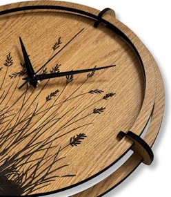Drevené nástenné hodiny do obývačky prírodný dizajn | SENTOP HDF0587-OAK