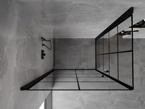 Mexen Mist-B Duo, 2-krídlový výklopný sprchový kút 70 x 90 cm, číre sklo-čierna mriežka, 8A2-070L-090P-70-77