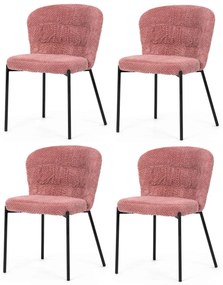 Súprava jedálenských stoličiek Bouclé CT-W1077PINK2, 4 ks