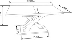 Jedálenský stôl Shenna 2 (čierna + biela) (pre 6 až 8 osôb). Vlastná spoľahlivá doprava až k Vám domov. 796195