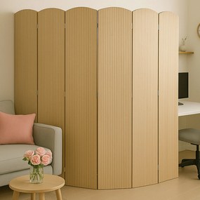 Bambusový paraván HWC-O30, deliaca stena, 6 panelov, 170 × 245 cm - hnedý
