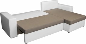 Rohová sedacia súprava Samba II, biela ekokoža/béžová látka