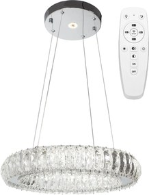Toolight Toolight, Krištáľové LED závesné svietidlo APP1040-CP + diaľkové ovládanie, chrómová, OSW-09473