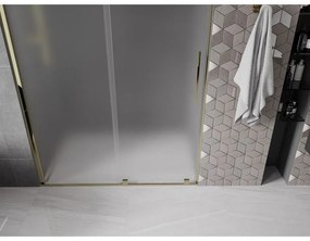 Mexen Velar, posuvné sprchové dvere do otvoru 130 cm, 8mm sklo námraza, zlatá lesklá, 871-130-000-31-50