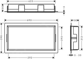 Hansgrohe XtraStoris Original, výklenok do steny s rámom, 300x600x100 mm, betónovo sivá, HAN-56064380