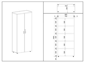 Vysoká skriňa SimpleOffice 80 x 40 x 180 cm, čerešňa