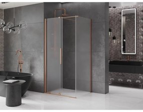 Mexen Velar, sprchový kút s posuvnými dverami 130 x 100 cm, 8mm sklo námraza, medená matná, 871-130-100-31-65