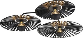 Rustikálne stropné svietidlo čierne 3-svetlo - Leia