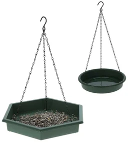 Závesné kŕmidlo + napájadlo pre vtáky Duo, 45x28 cm+43x25 cm, plast, zelená