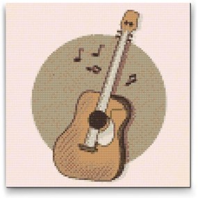 Gario Diamantové maľovanie Hnedá gitara Rozmery: 50 x 50 cm, Rámovanie: S vnútorným rámom, Diamanty: Štvorcové