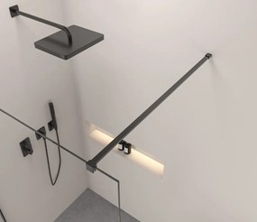 Erga Paris, sprchová zástena Walk-In 30x200 cm, 8mm číre sklo, čierny profil, ERG-V02-PARIS-030x200-CL-BK
