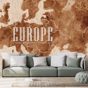 Samolepiaca tapeta stará mapa Európy v sépiovom prevedení