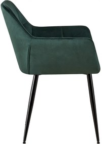 Jedálenská stolička Emia (SET 2 ks) - zamat, kovové nohy čierne - Zelená