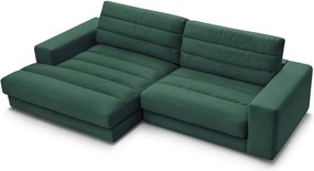 Zelená zamatová rohová pohovka (ľavý roh/s leňoškou) Sierra – Bobochic Paris