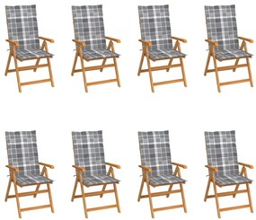 Sklápacie záhradné stoličky s podložkami 8 ks tíkový masív 3072555