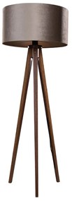 Stojacia lampa na troch nohách z orechového dreva s tienidlom z taupe zamatu 50 cm - Tripod Classic