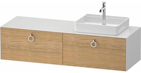 DURAVIT White Tulip závesná skrinka pod umývadlo na dosku (umývadlo vpravo), 2 zásuvky, 1600 x 550 x 408 mm, dub prírodný masív/biela vysoký lesk, WT4890RH5850000