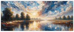 Obraz - Maľba slnka nad vodou (120x50 cm)
