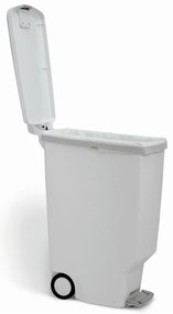 Úzky pedálový kôš 40 l biely plast, biela