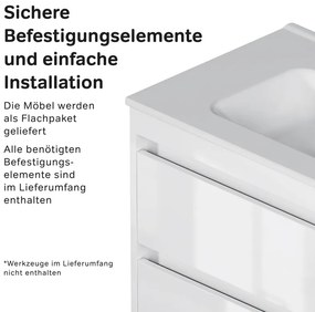 Skrinka s umývadlom 80 AM.PM Spike MPA-FHX0802WG-WCC0802WG závesná, 2 zásuvky, lesklá biela