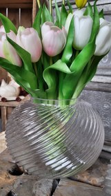 Sklenená priehľadná váza Stripes L - Ø 20,5*15 cm