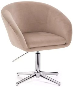 LuxuryForm DESIGN Stolička VENICE VELUR na striebornom kríži - latte