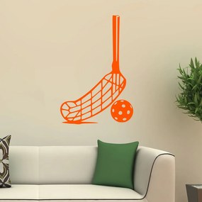 Veselá Stena Samolepka Florbalka a loptička Farba: oranžová, Veľkosť: 100 x 67 cm