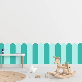 PIPPER. Textilná samolepiaca tapeta - Oblúk - Tyrkysová farba Farba: Kombinácia, Veľkosť: 60 cm