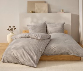 Posteľná bielizeň z biber bavlny, sivobéžová, štandardná veľkosť