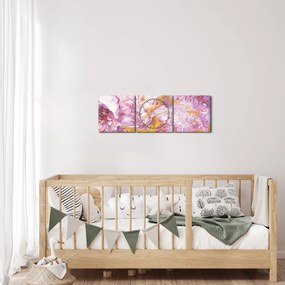 Obraz - Ružová abstrakcia (s hodinami) (90x30 cm)