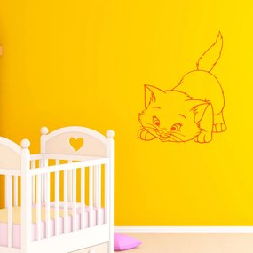 Veselá Stena Samolepka Roztomilá mačička Farba: oranžová, Veľkosť: 100 x 100 cm