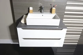 Sapho Sapho, WAVE dvojumývadlová skrinka 119,7x50x47,8cm, biela/dub strieborný (WA122), WA120-3011