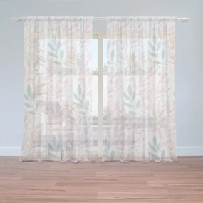 Sablio Záclony Ružové a modré lístky : 2ks 150x250cm