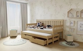 Detská posteľ s výsuvnou prístelkou z MASÍVU 200x90cm so zásuvkou - M06