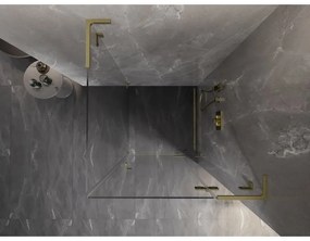 Mexen Lunar, L výklopný sprchový kút pravý 80 x 80 cm, 8mm číre sklo, zlatý kartáčovaný - 834L-080-080-55-00-P