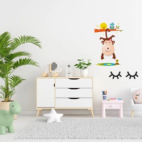 Detské nástenné svietidlo Monkey, 1x ružové plastové tienidlo, br