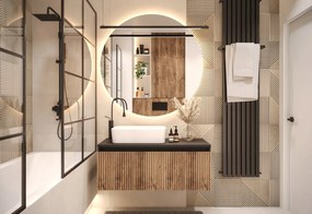 Kúpeľňová skrinka pod umývadlo WOTANA - dub wotan/čierny / nie