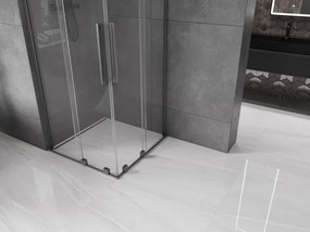 Mexen Velar L Duo, sprchový kút s posuvnými dverami 90 x 90 cm, 8mm číre sklo, grafit brúsený, 871-090-090-02-03-66