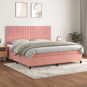 Posteľný rám boxsping s matracom ružový200x200 cm zamat 3143168
