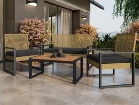 Set záhradného nábytku Lamokot, Farba:: czarny / rattan + akacja