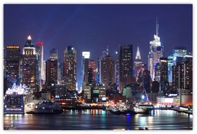 Obraz - Osvetlené New Yorské mrakodrapy (90x60 cm)