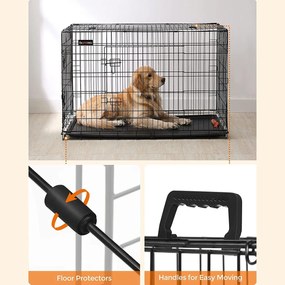 Klietka pre šteniatka skladacia, 2-dverová, s podnosom, XXXL, čierna