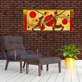 Abstraktný obraz s dvoma ženami (120x50 cm)