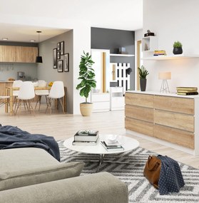 Komoda Rollo V 160 cm biela/dub sonoma