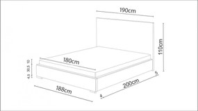 Manželská posteľ 180x200 FLEK 2 - čierna